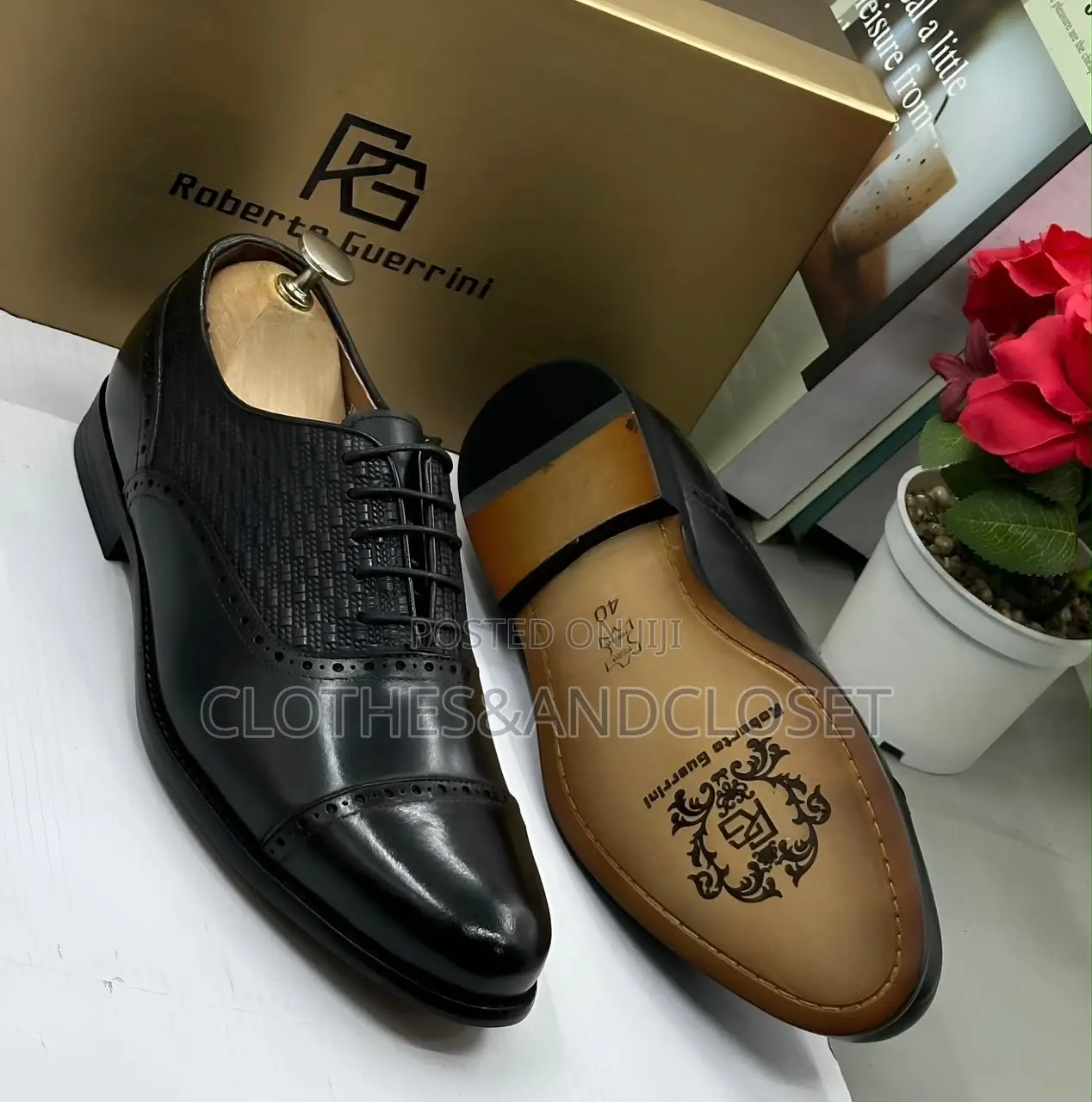 Cap-Toe Front With Subtle Brogue and a Textured/Woven-Style Pattern