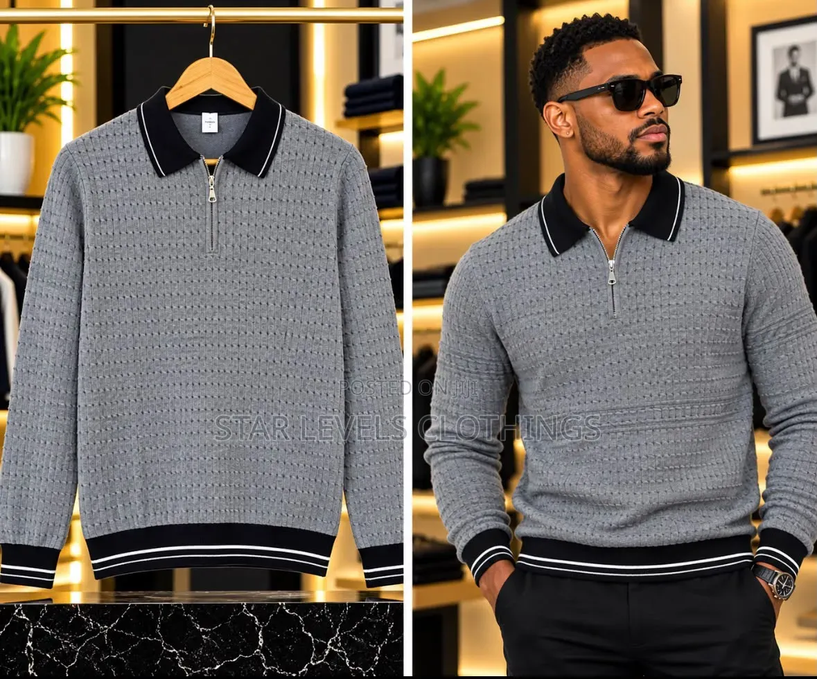 Quarter Zip Gray Sweat Shirts Available in All Sizes for Men