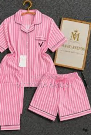 A Pink Striped 3-Piece Pajama Set