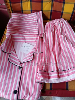 A Pink Striped 3-Piece Pajama Set