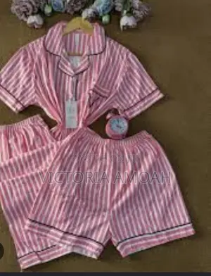 A Pink Striped 3-Piece Pajama Set