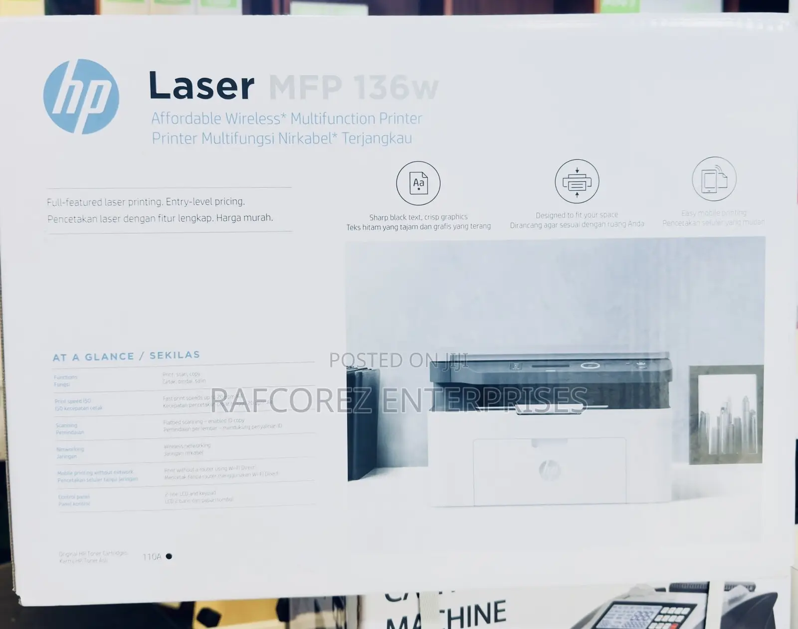 HP Laser MFP 136w Wireless Printer – Print, Scan & Copy