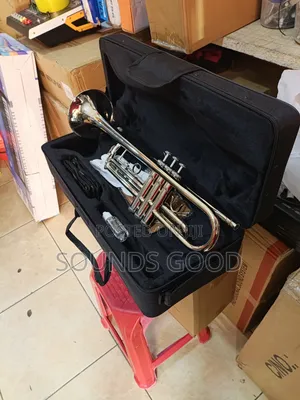 Silver Yamaha Trumpet.