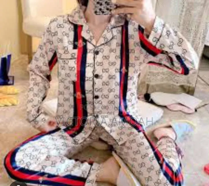A Gucci-Inspired Satin Pajamas Set.