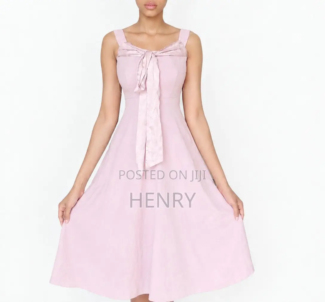 Ladies Pink Bow Dress Size M-Sleeveless Knee Length Party Dress
