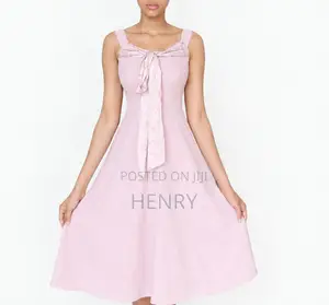 Ladies Pink Bow Dress Size M-Sleeveless Knee Length Party Dress