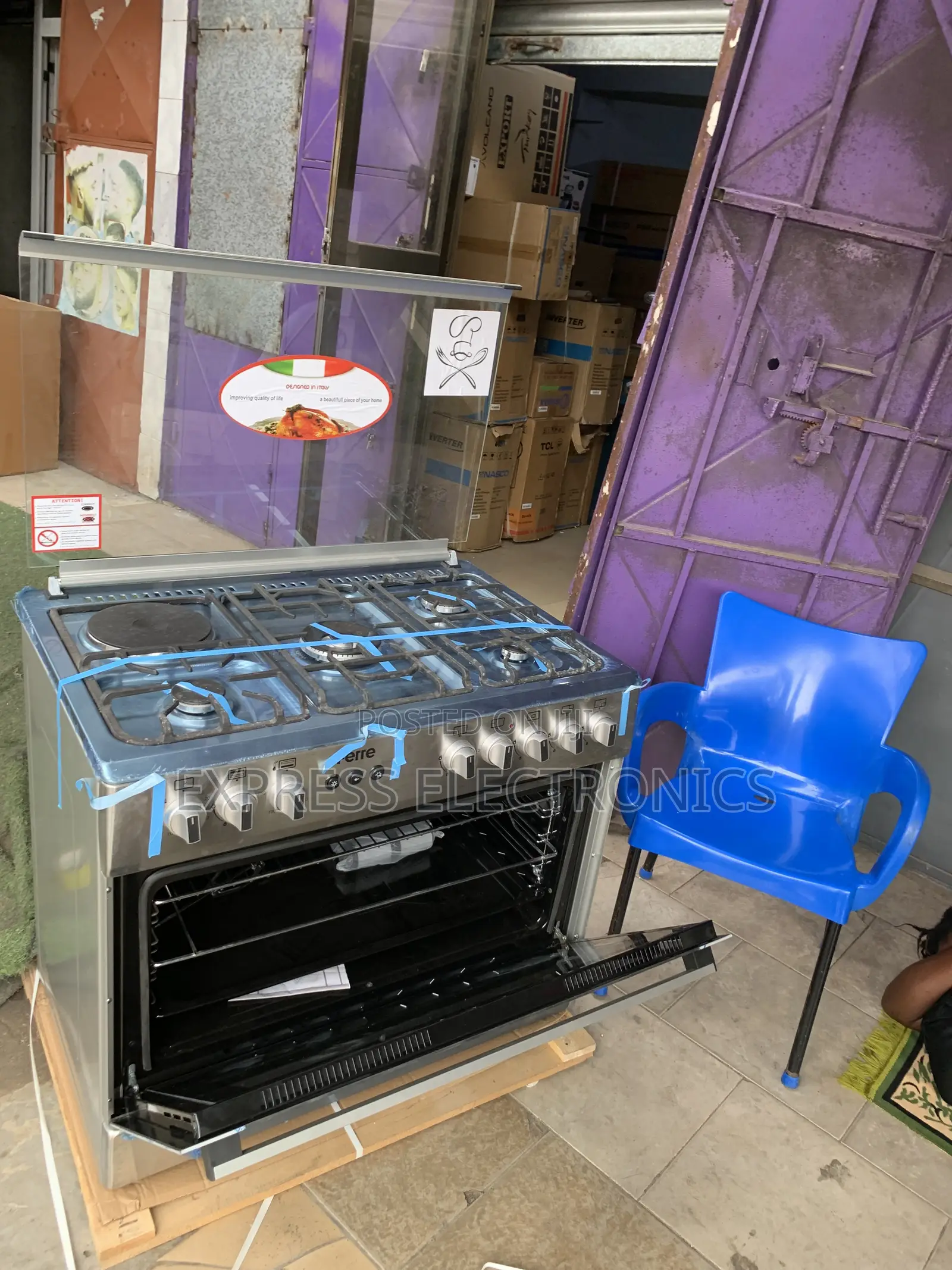 Ferre Gas Electric Cooker Oven Grill. Rotisserie 4-1 90cm