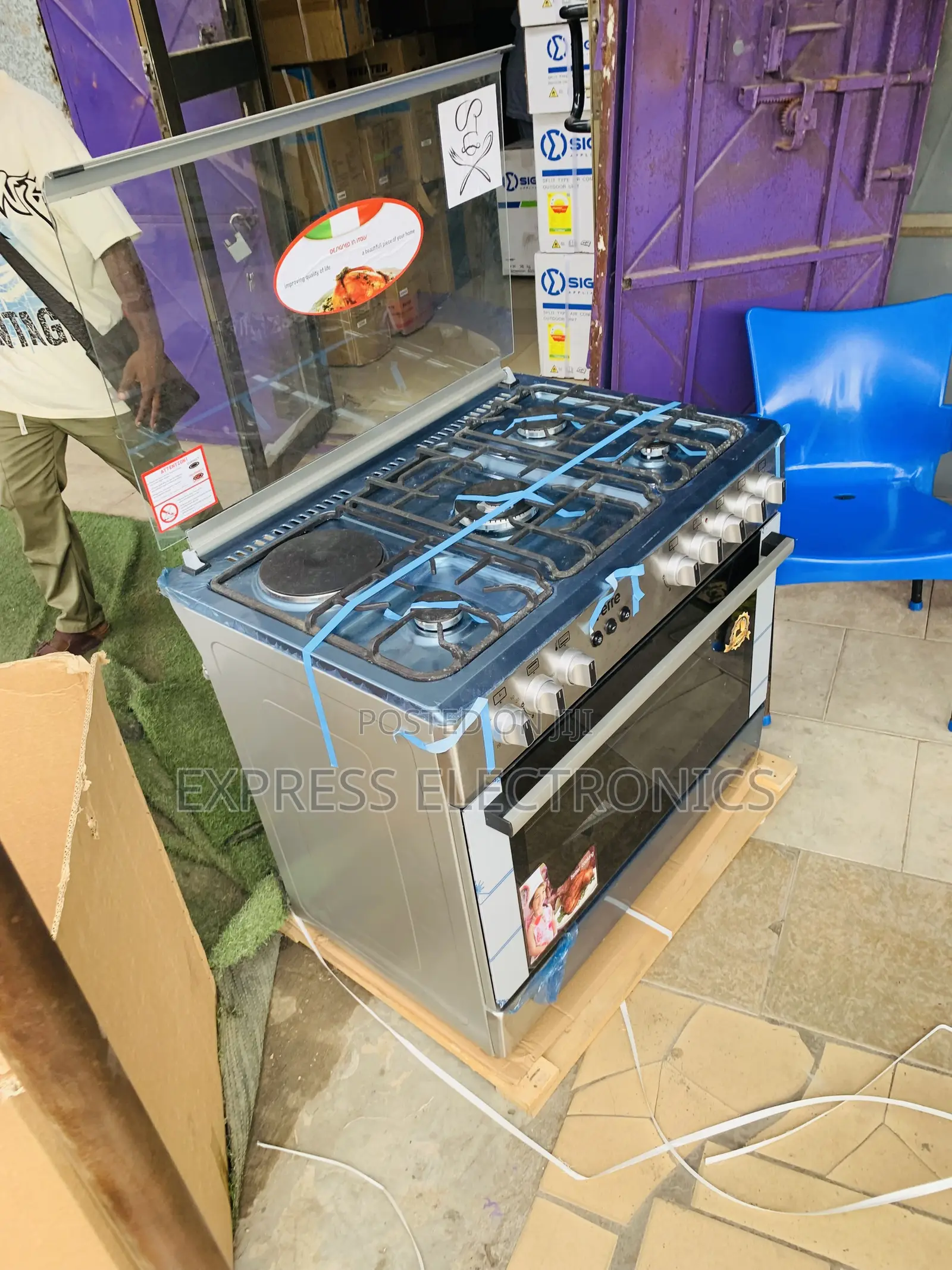 Ultra Modern 90CM Gas Electric Cooker Oven Grill 4-1 Sliver