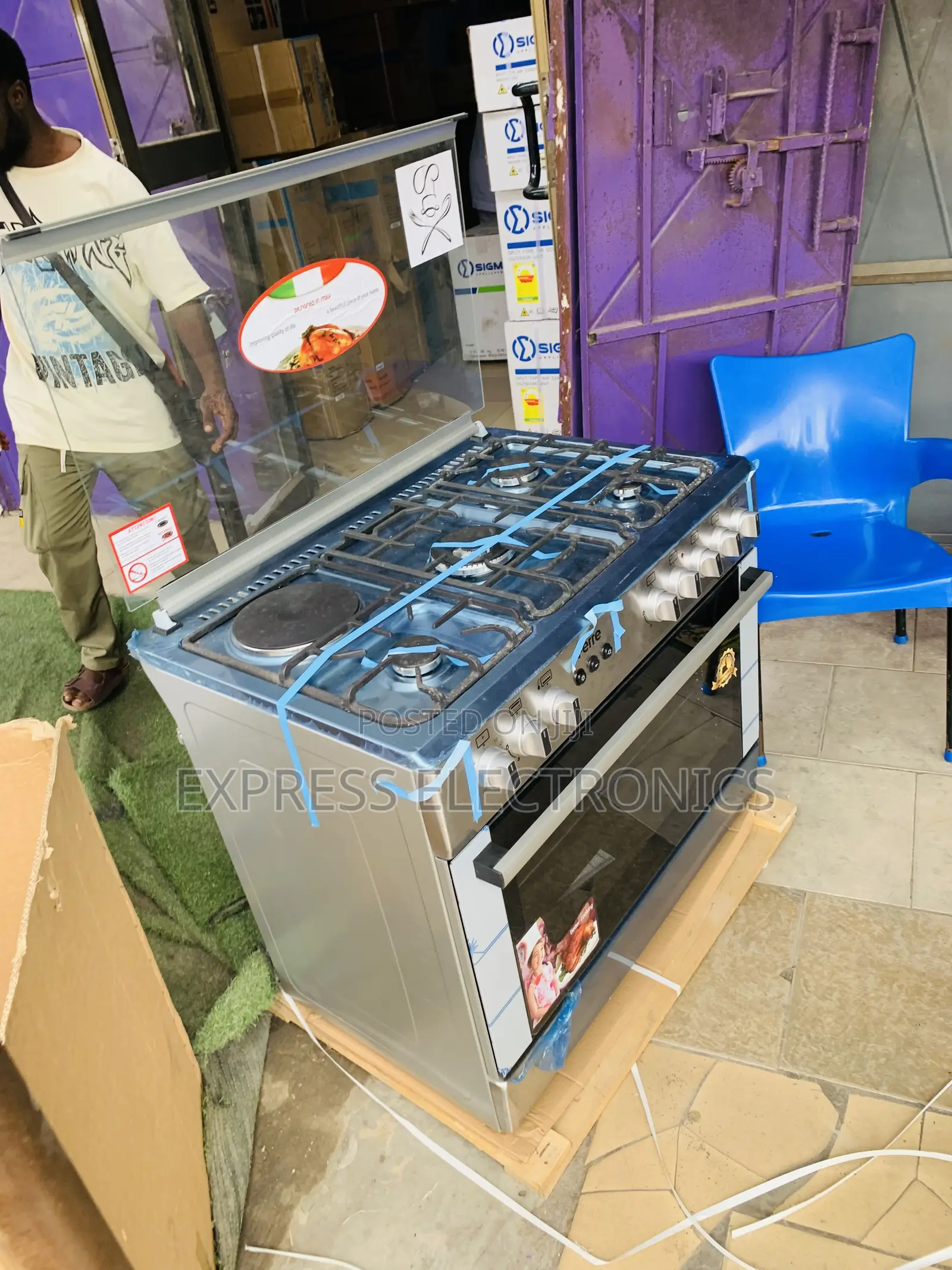 High Quality Sliver 4—1 Gas Electric Oven Grill 90Cm.