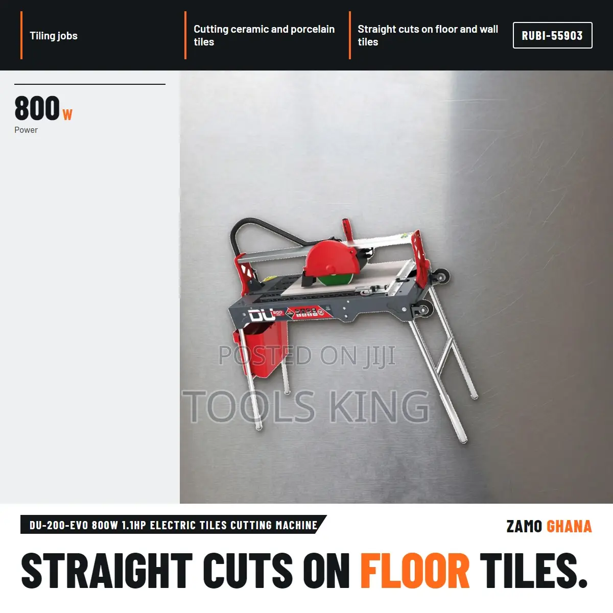 Du-200-Evo 800W 1.1Hp Electric Tiles Cutting Machine - RUBI-55903