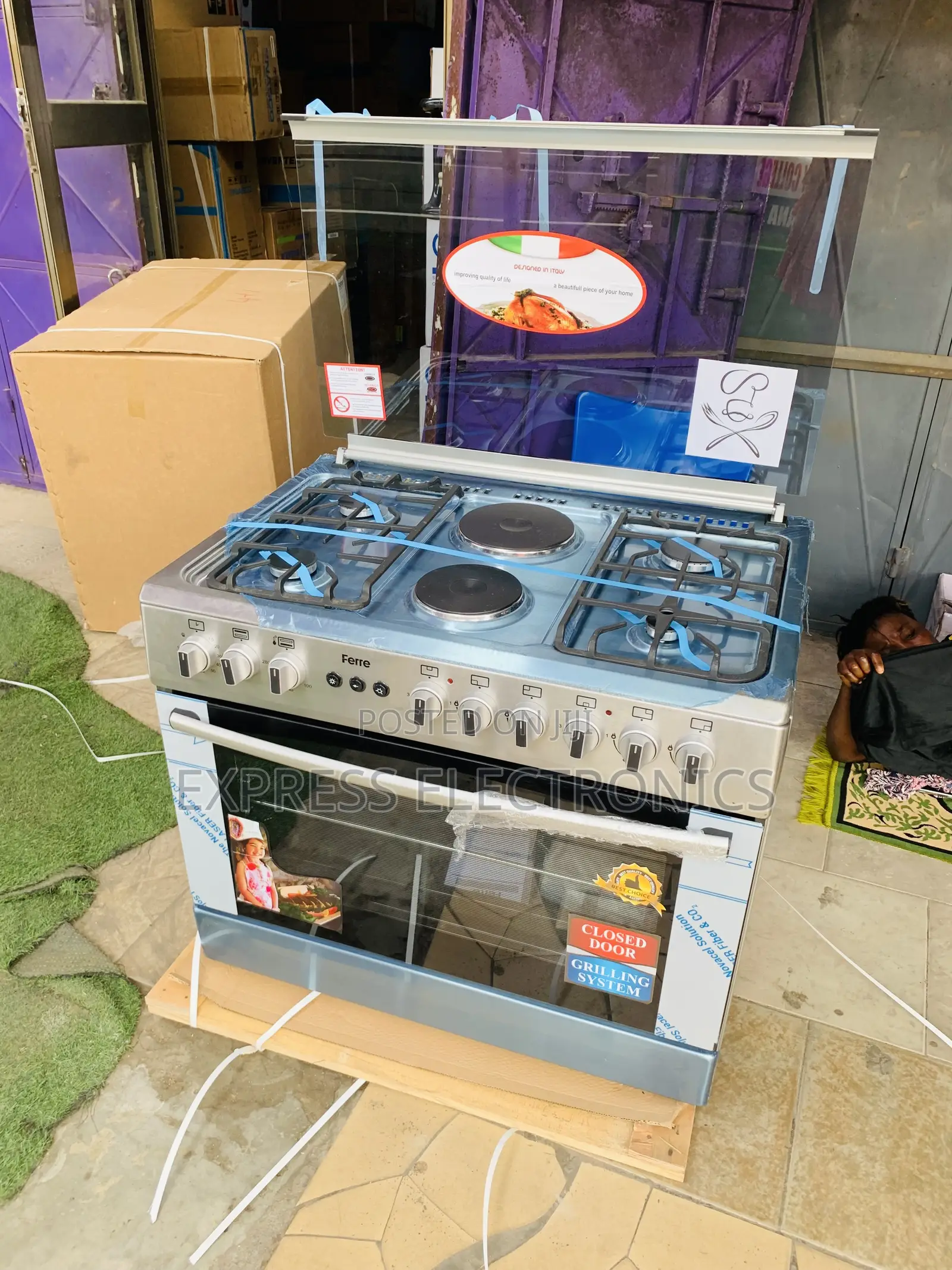 Zealous Sleek 4-2 Stove Gas Electric Ferre 90cm Oven Rotisserie Sliver
