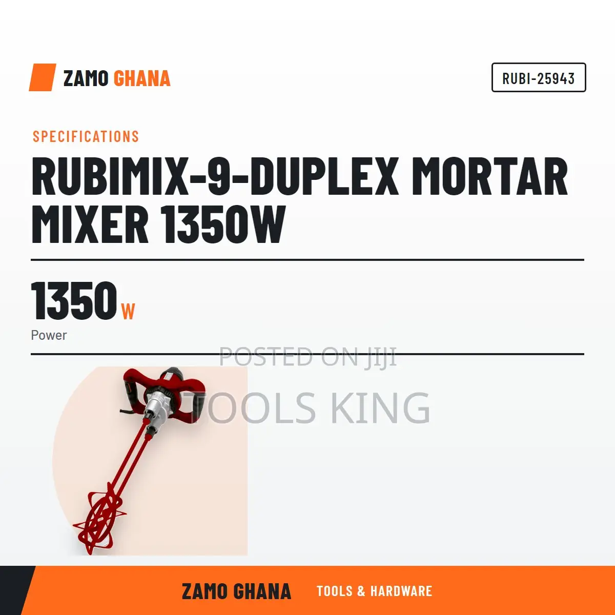 Rubimix-9-Duplex Mortar Mixer 1350W - RUBI-25943