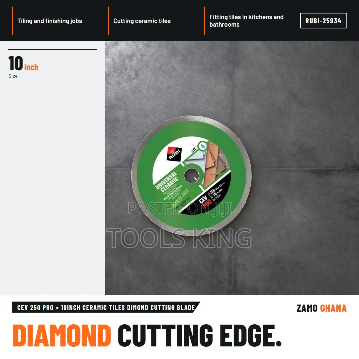 Cev 250 Pro > 10Inch Ceramic Tiles Dimond Cutting Blade - RUBI-25934