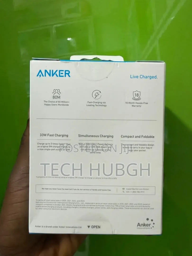 Anker 323 Chergerwith 310usb-C to Lightning Cable (33w,3ft)