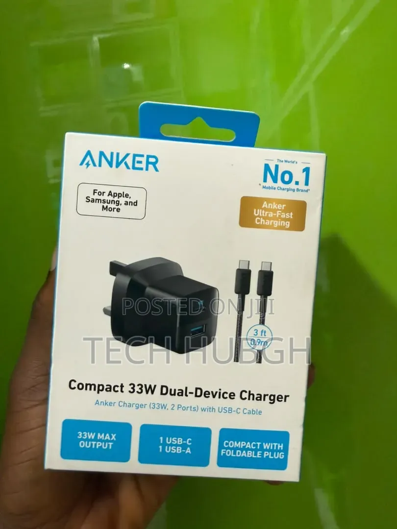 Anker No.1 Compact 33w Dual- Devicecharger 2port With USB-C Cable