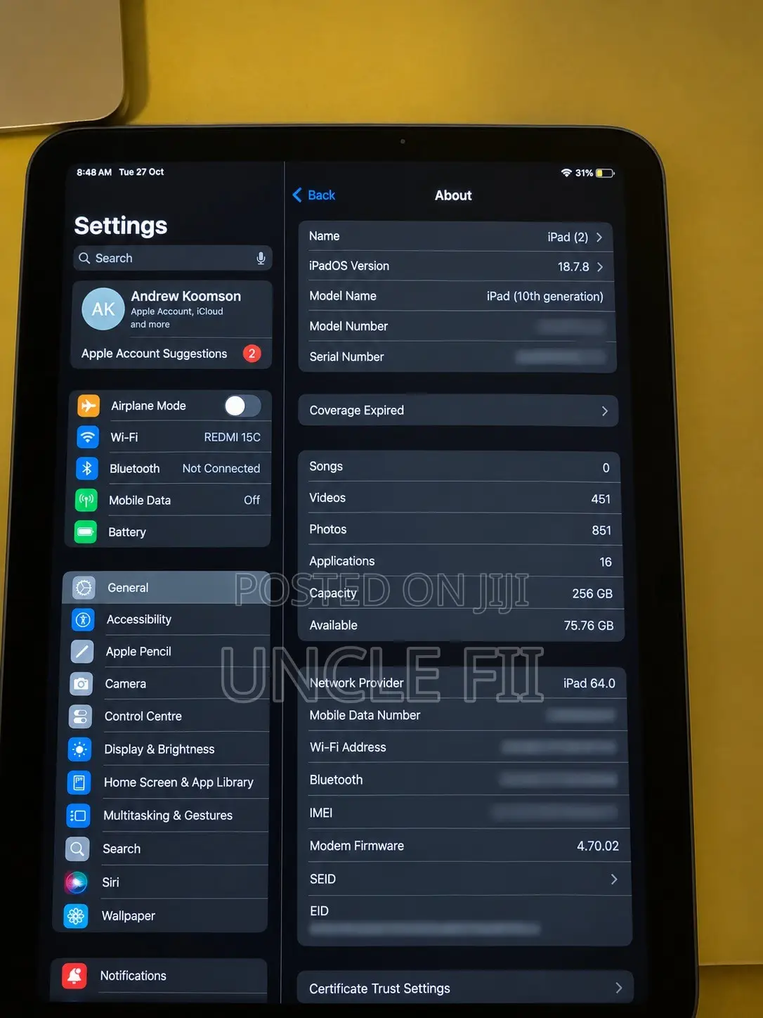 Apple iPad 10.2 (2021) 256 GB Blue