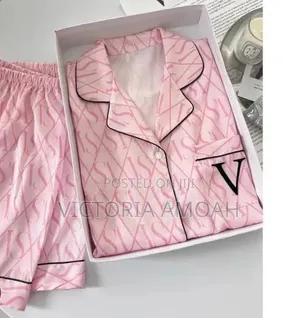 A Short-Sleeve Button-Down Pink Pajama.