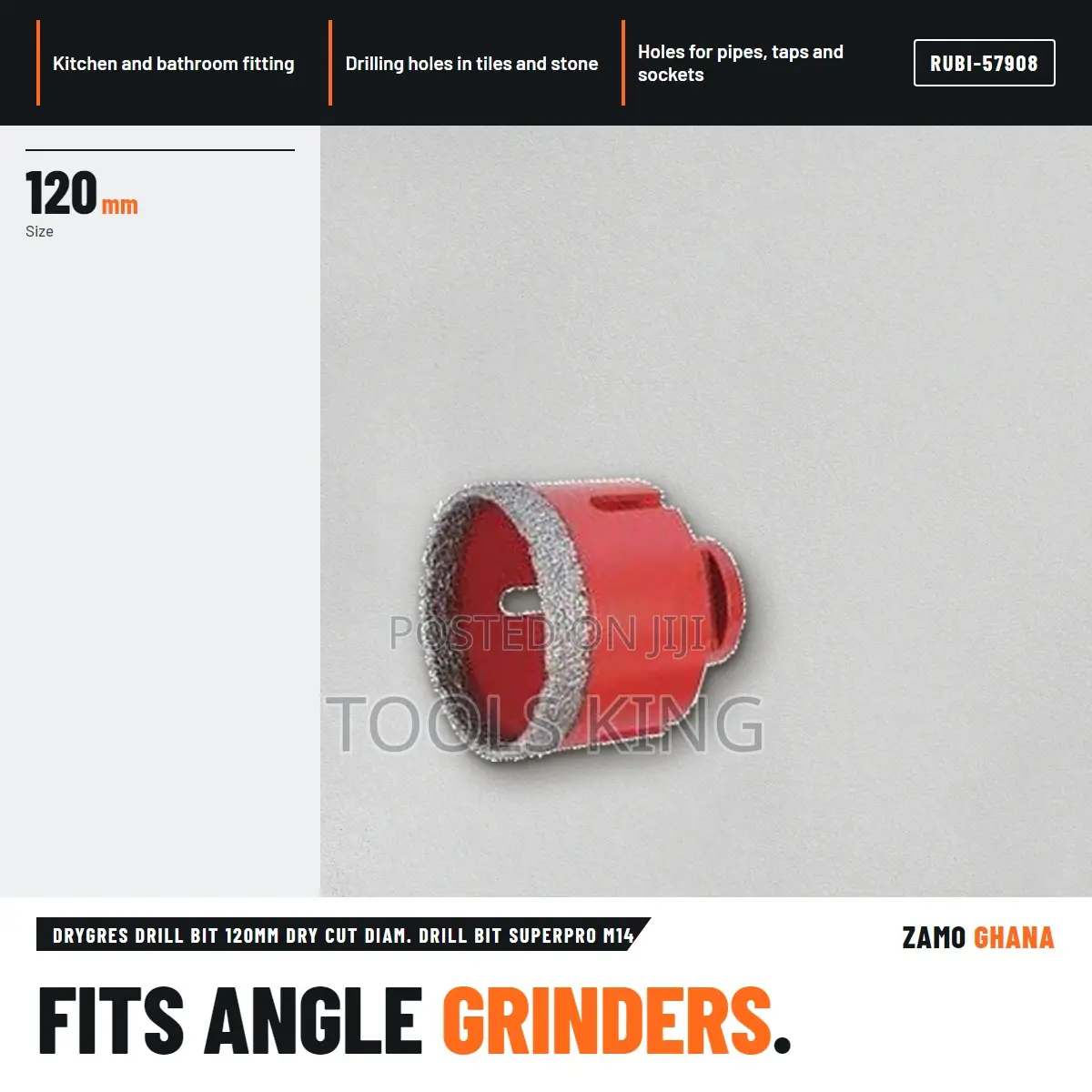 Drygres Drill Bit 120Mm Dry Cut Diam. Drill Bit Superpro - RUBI-57908