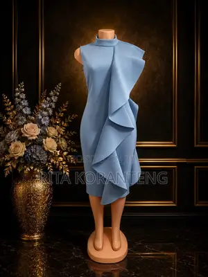 UK Sky Blue Ruffle Dress Size 14 (L) Ablekuma