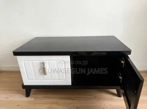 Modern Balack &White Coffee Table/TV Stand With 2 Storage Compartments