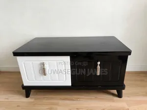 Modern Balack &White Coffee Table/TV Stand With 2 Storage Compartments