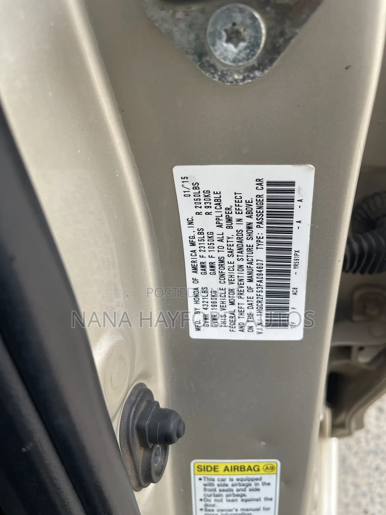 Honda Accord 2015 Gold
