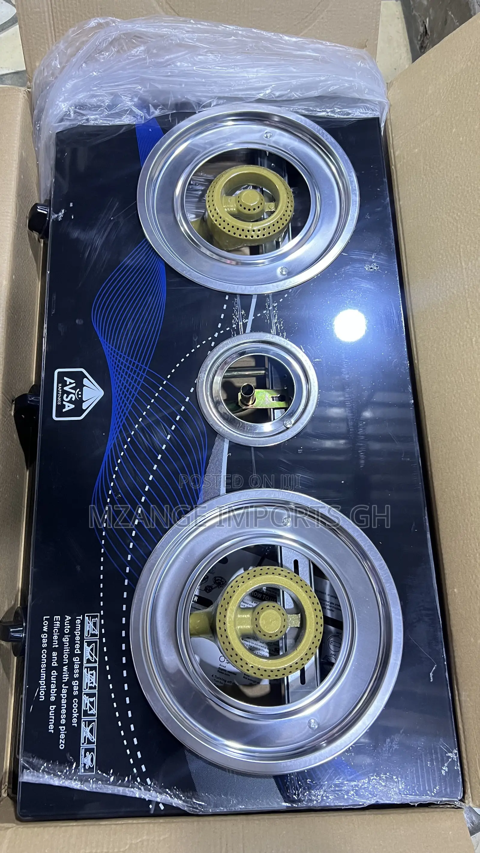 3 Burner Glass Tempered Table Top Gas Stove