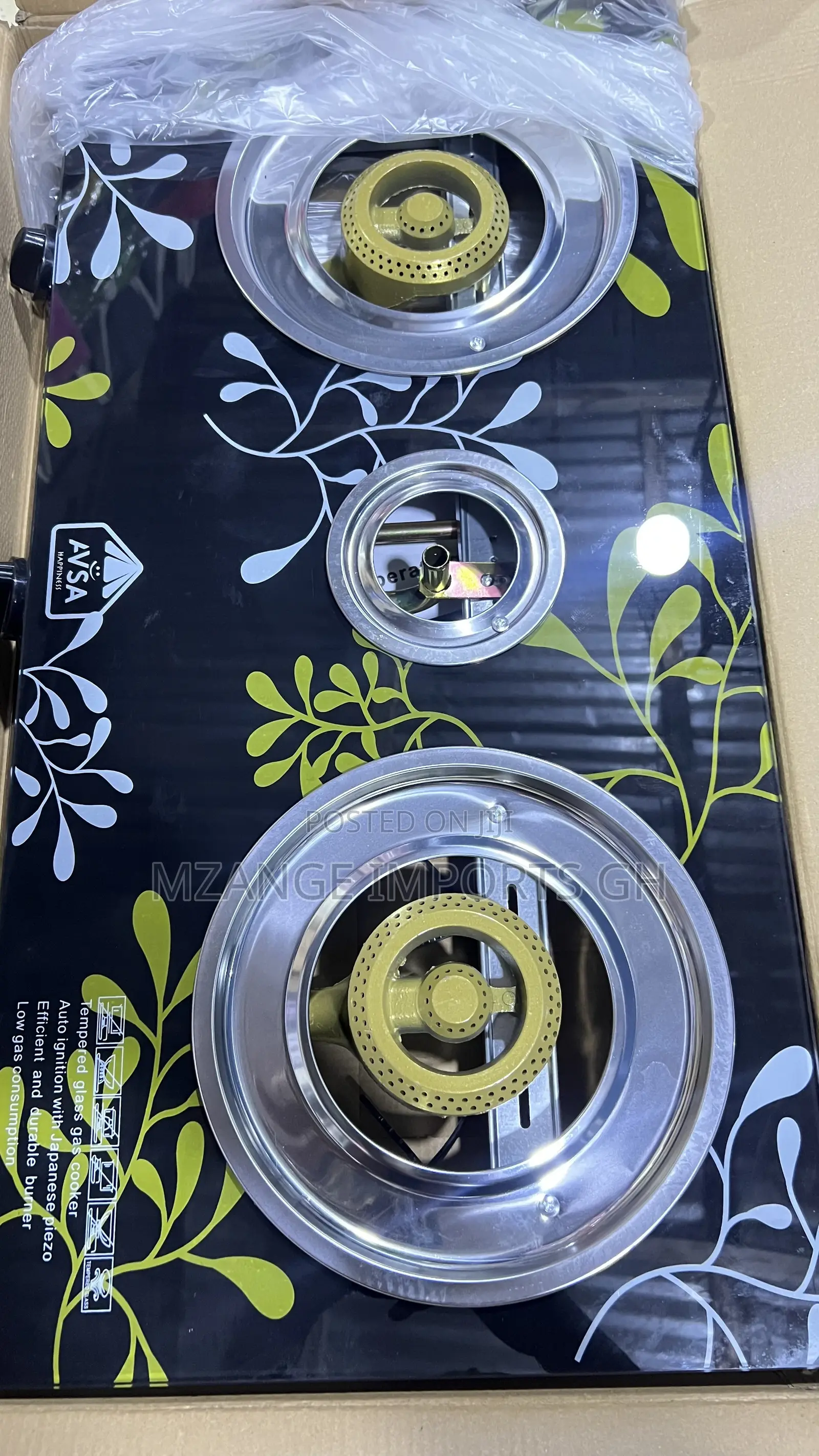 3 Burner Glass Tempered Table Top Gas Stove