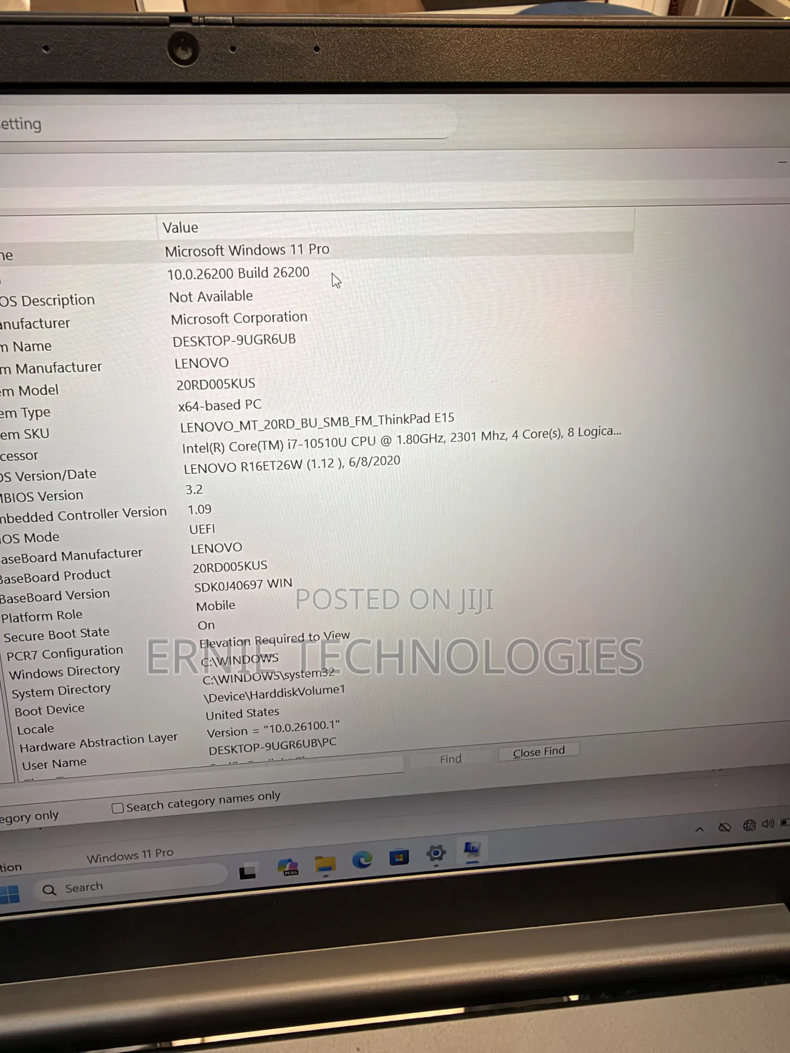 Laptop Lenovo ThinkPad E15 8GB Intel Core i7 SSD 256GB