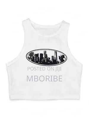 White Ribbed Crop Top - City Skyline