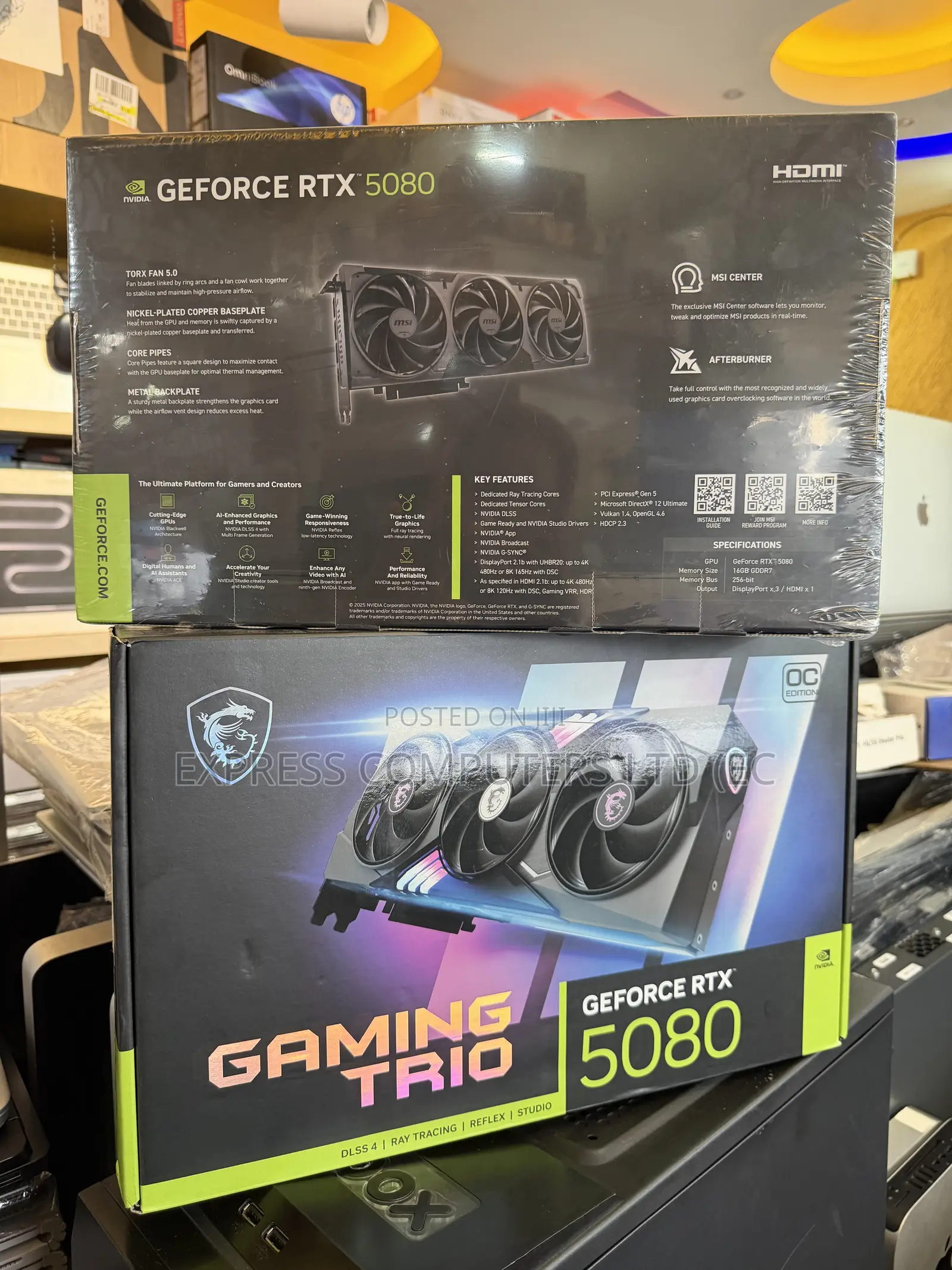 MSI Nvidia RTX 5080 16GB Ventus 3x Oc Black Gddr7 Pcie Gen 5 4k Ultra