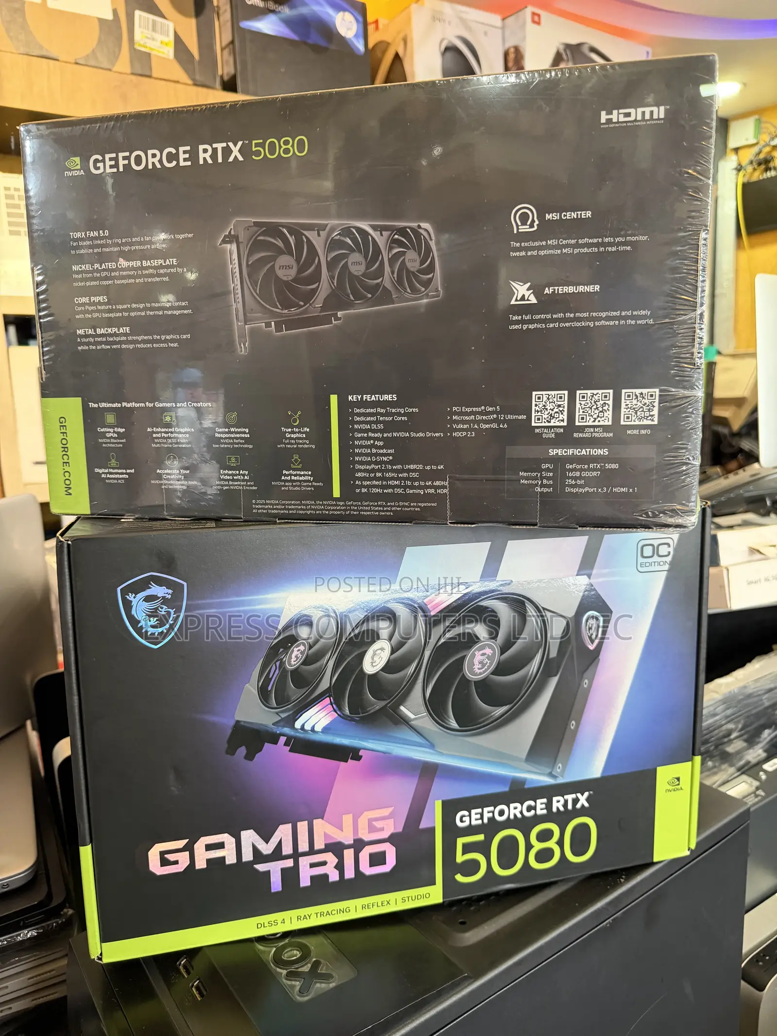 MSI Nvidia RTX 5080 16GB Ventus 3x Oc Black Gddr7 Pcie Gen 5 4k Ultra