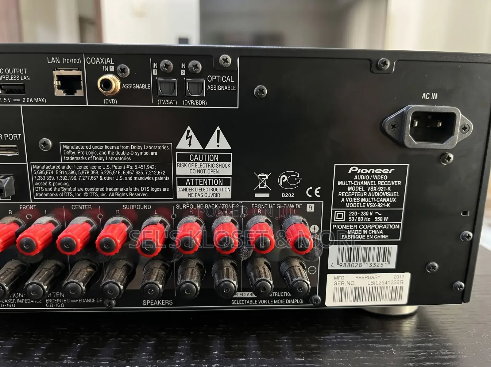 Pioneer Audio/Video Multi-Channel Receiver (Model VSX-921-K)