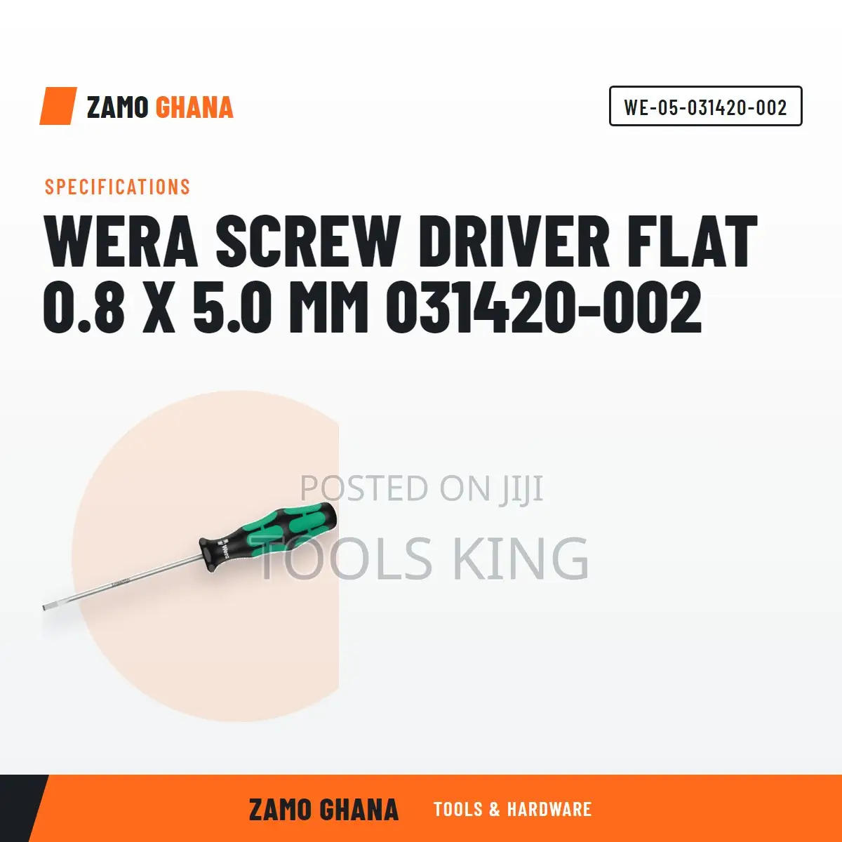 Wera Screw Driver Flat 0.8 X 5.0 Mm 031420-002 - WE-05-031420-002