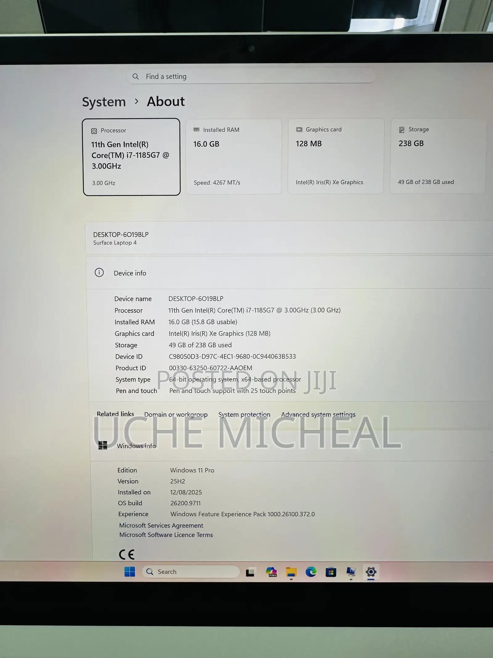 Laptop Microsoft Surface Laptop 4 16GB Intel Core i7 SSD 256GB