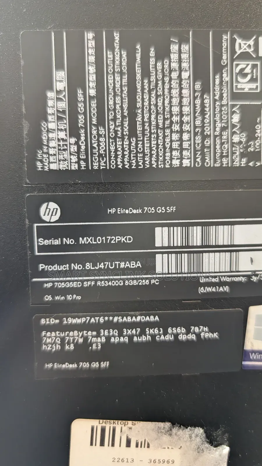 Desktop Computer HP EliteDesk 705 8GB AMD Ryzen 5 SSD 256GB