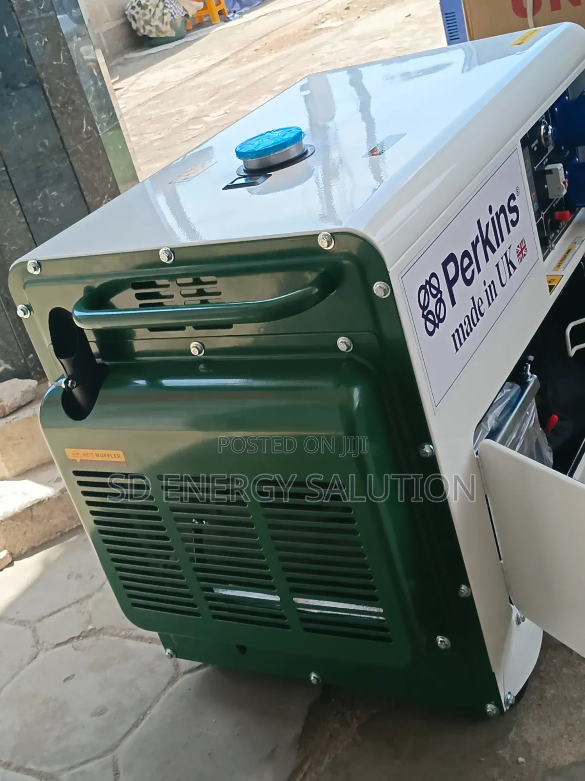 Perkins Small Silent Diesel Generator - White/ Green Canopy