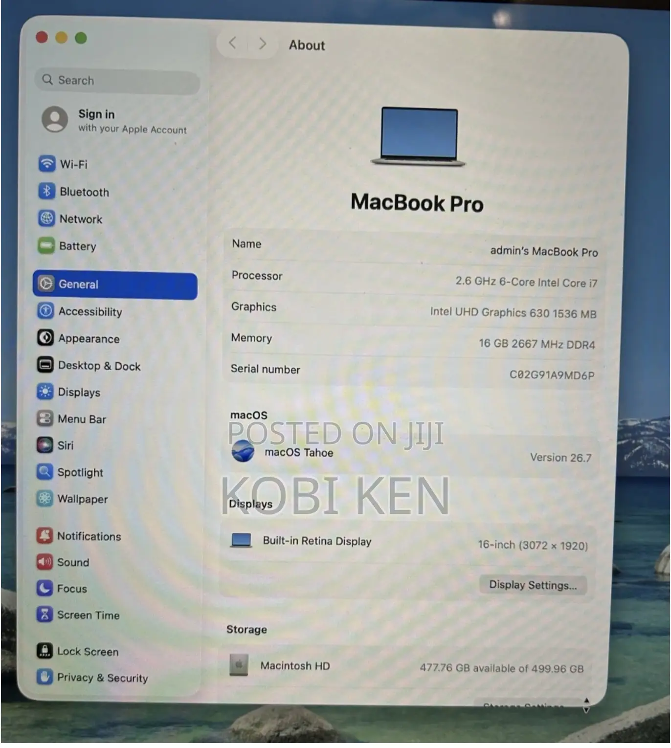 Laptop Apple MacBook Pro 2019 16GB Intel Core i7 SSD 512GB