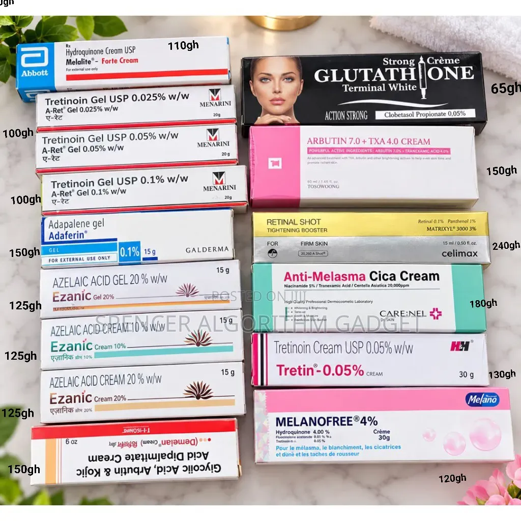 Tretinion/Adepalene/Azelaic/Melanofree/Demelan/Tosowoong/Celimax/Cream