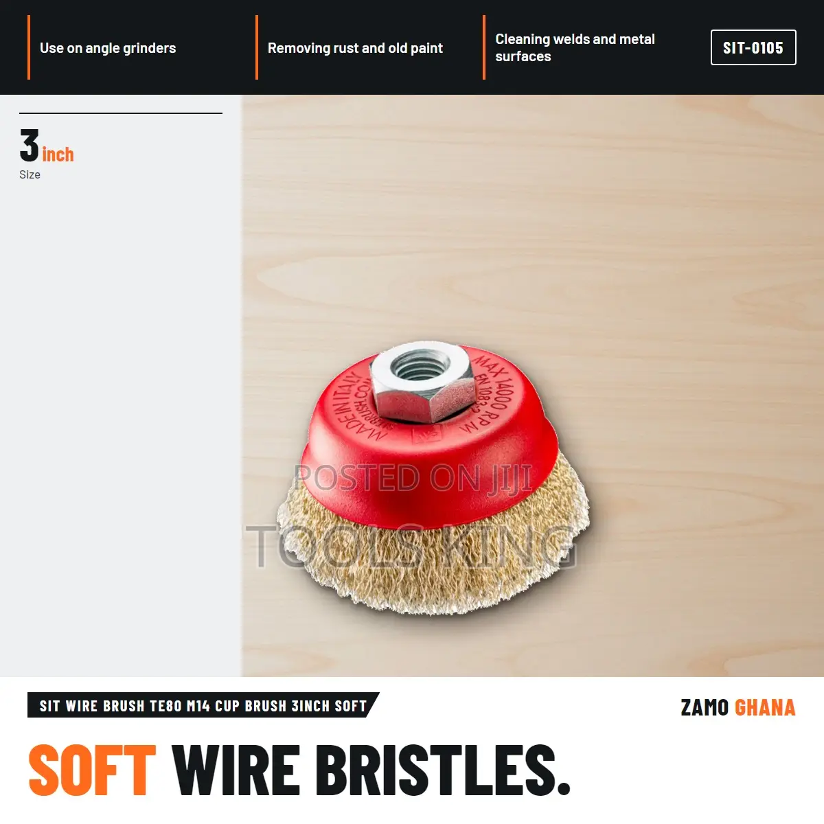 Sit Wire Brush Te80 M14 Cup Brush 3Inch Soft - SIT-0105
