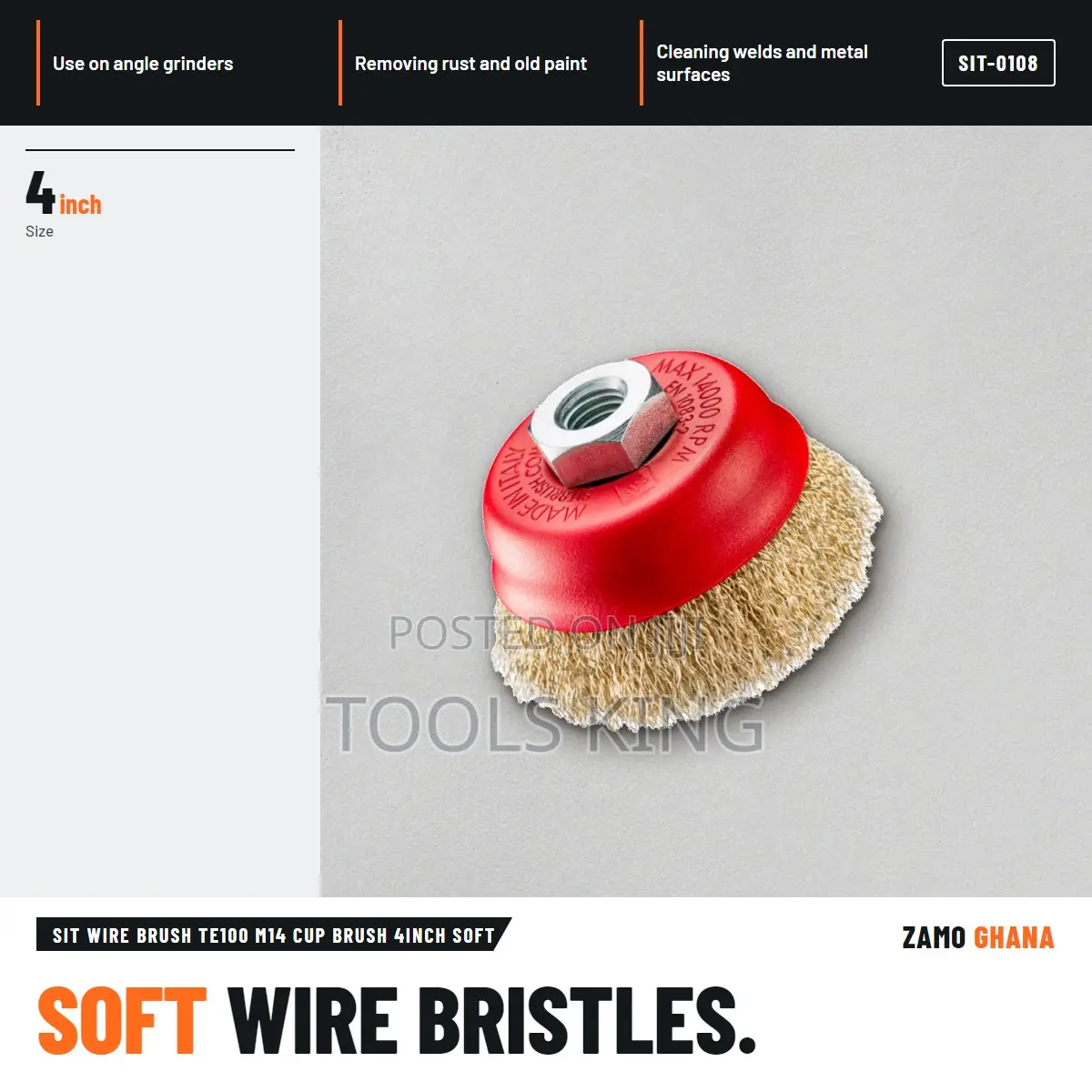 Sit Wire Brush Te100 M14 Cup Brush 4Inch Soft - SIT-0108