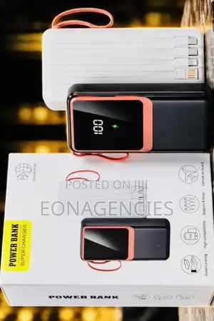 Brand New 40,000mAh Power Bank – 4 Built-in Cables, Digital Display