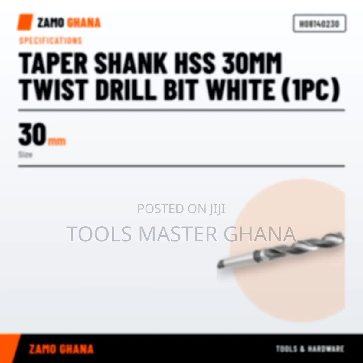 Taper Shank HSS 30Mm Twist Drill Bit White (1Pc) - H