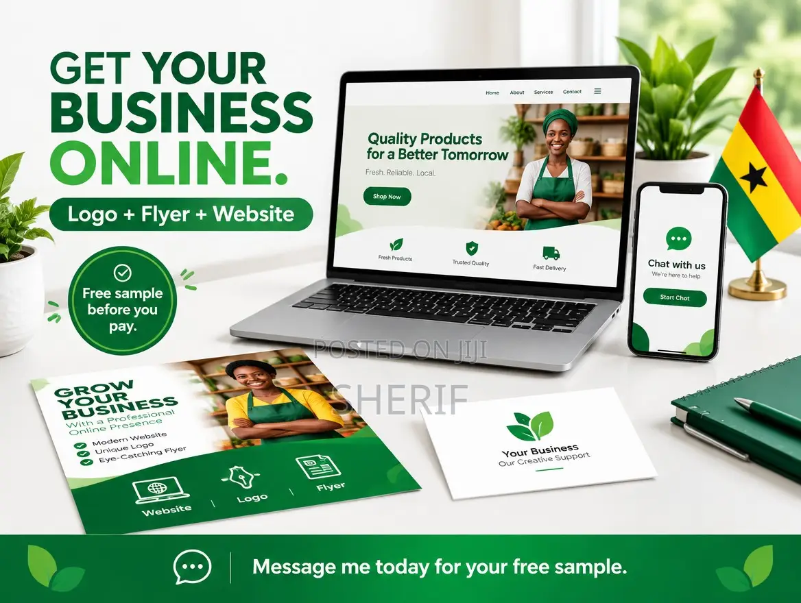 Logo + Flyer + Website for Your Business | Ready in 7 Days | Accra