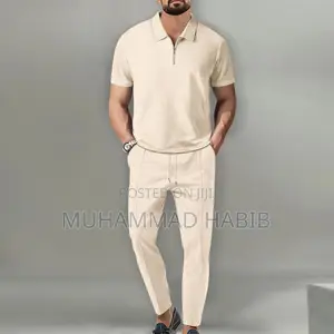 Autumn New Arrival Men’s Solid Color Waffle-Knit Set Short-Sleeve