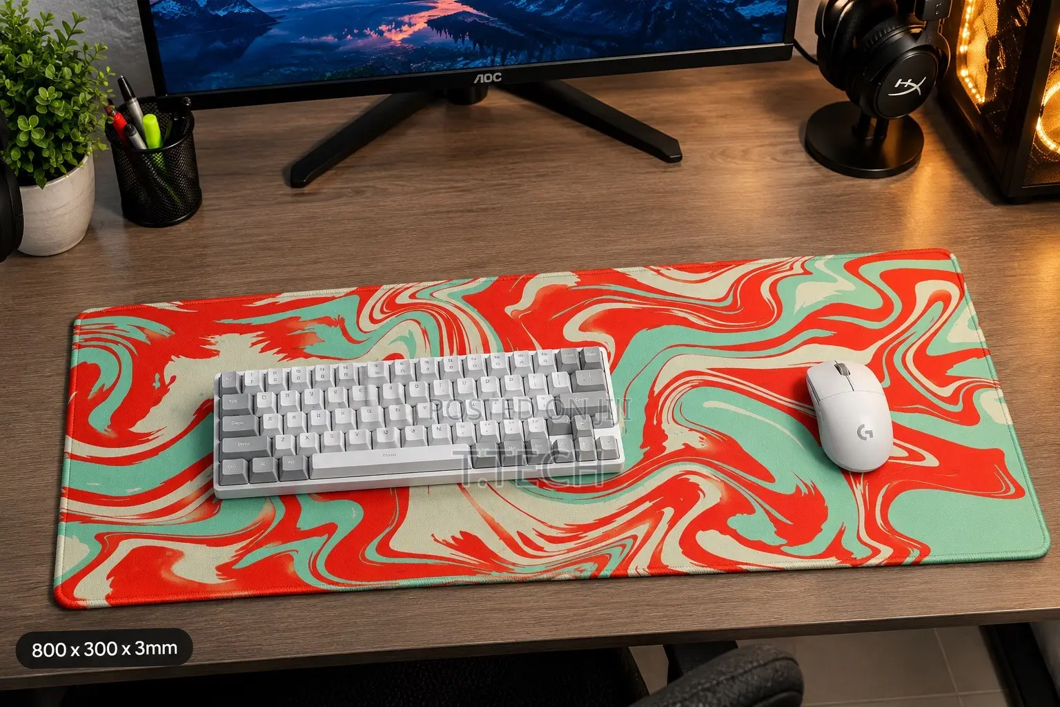Abstract Marble Extended Desk Mat