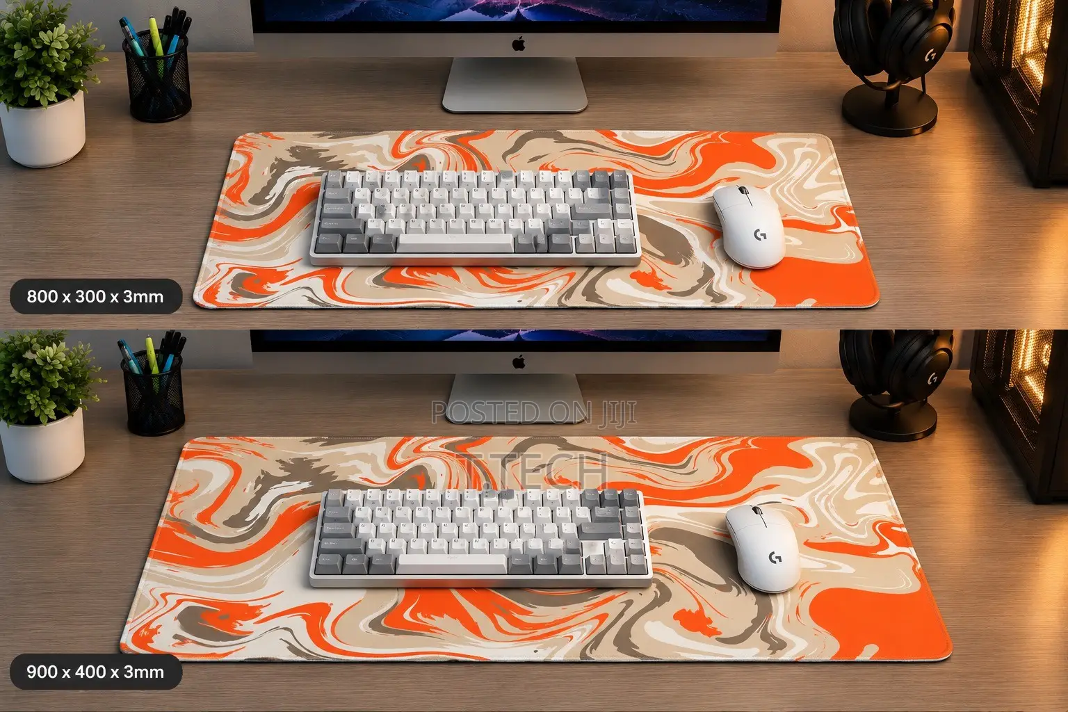 Abstract Marble Extended Desk Mat