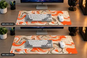 Abstract Marble Extended Desk Mat