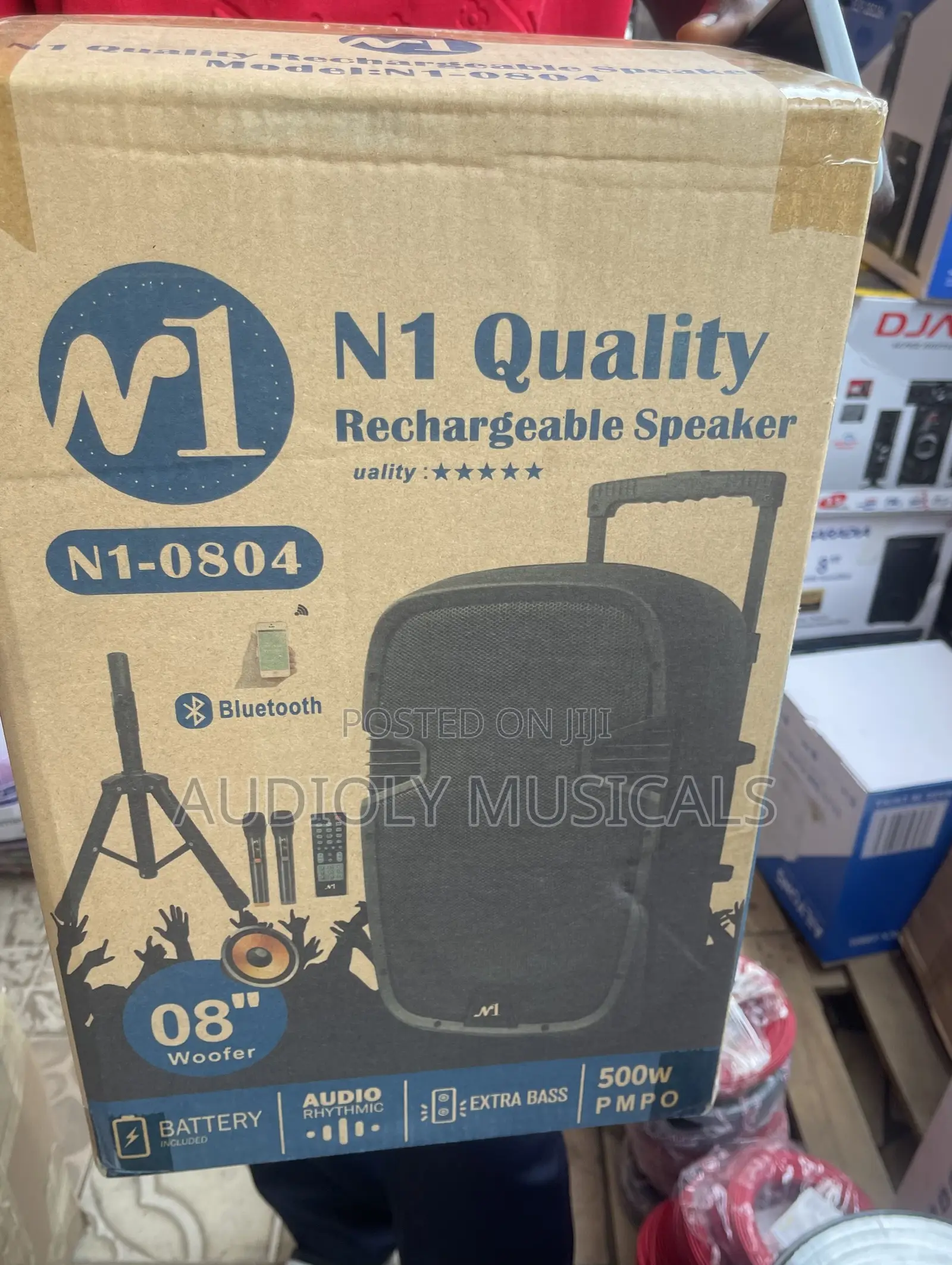 N1 8-Inches Bluetooth Rechargeable Speaker With Two Microphones