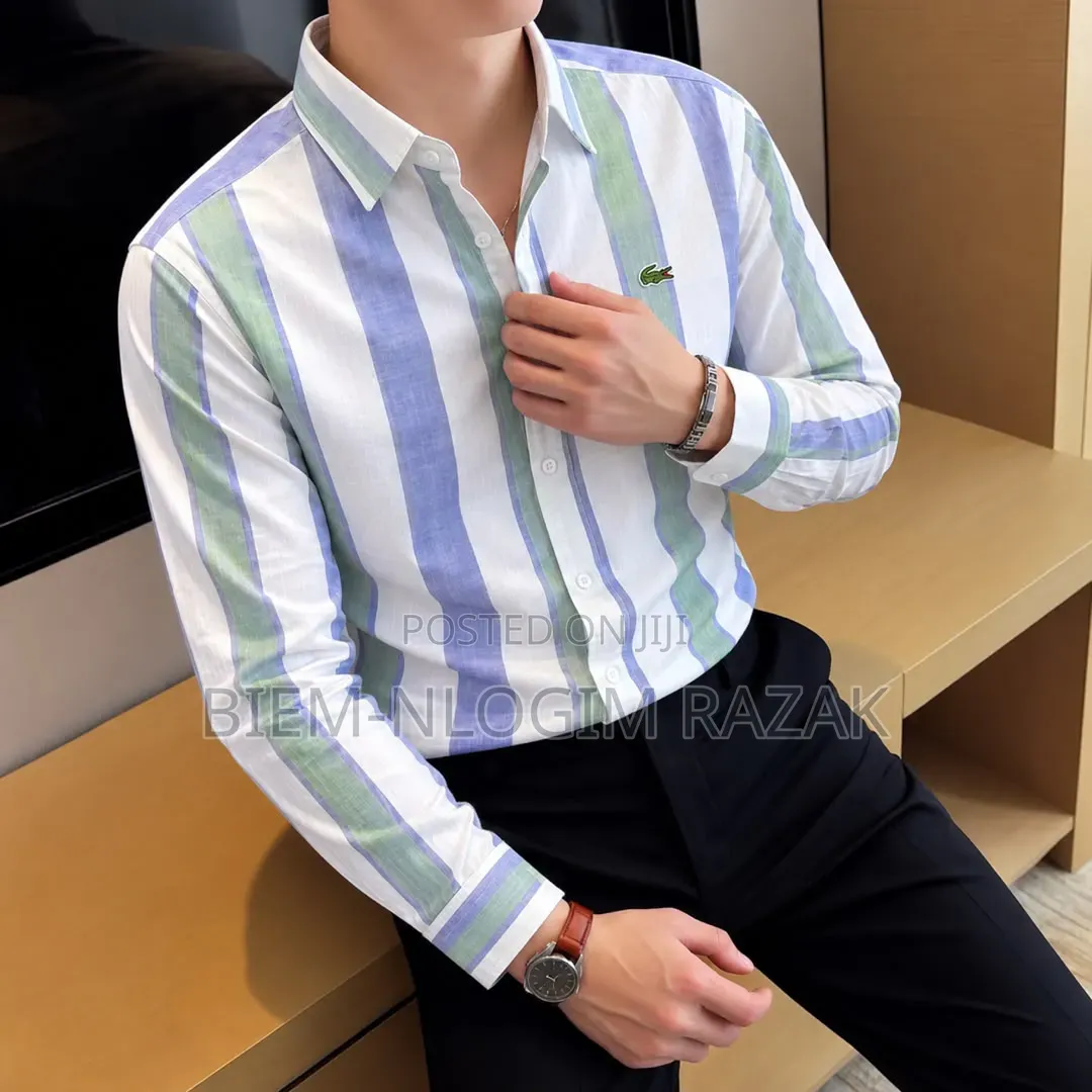 High Quality Lacoste Striped Long Sleeves Shirts Available in Stock